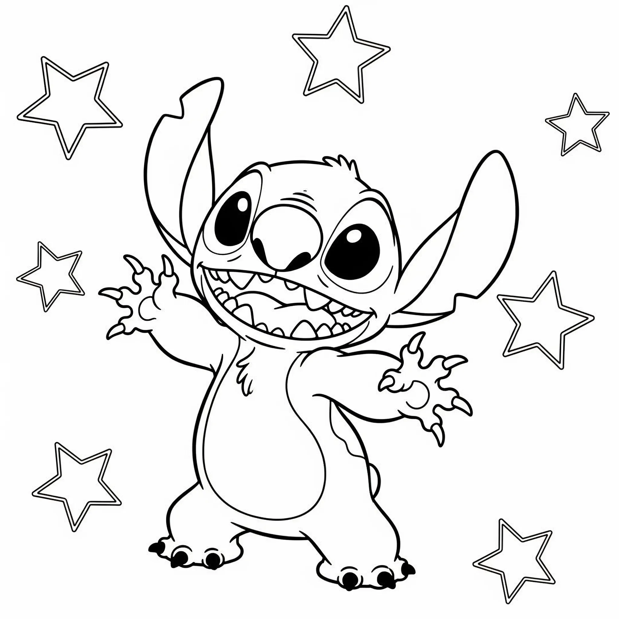 coloriage Stitch et les étoiles à imprimer pdf gratuit