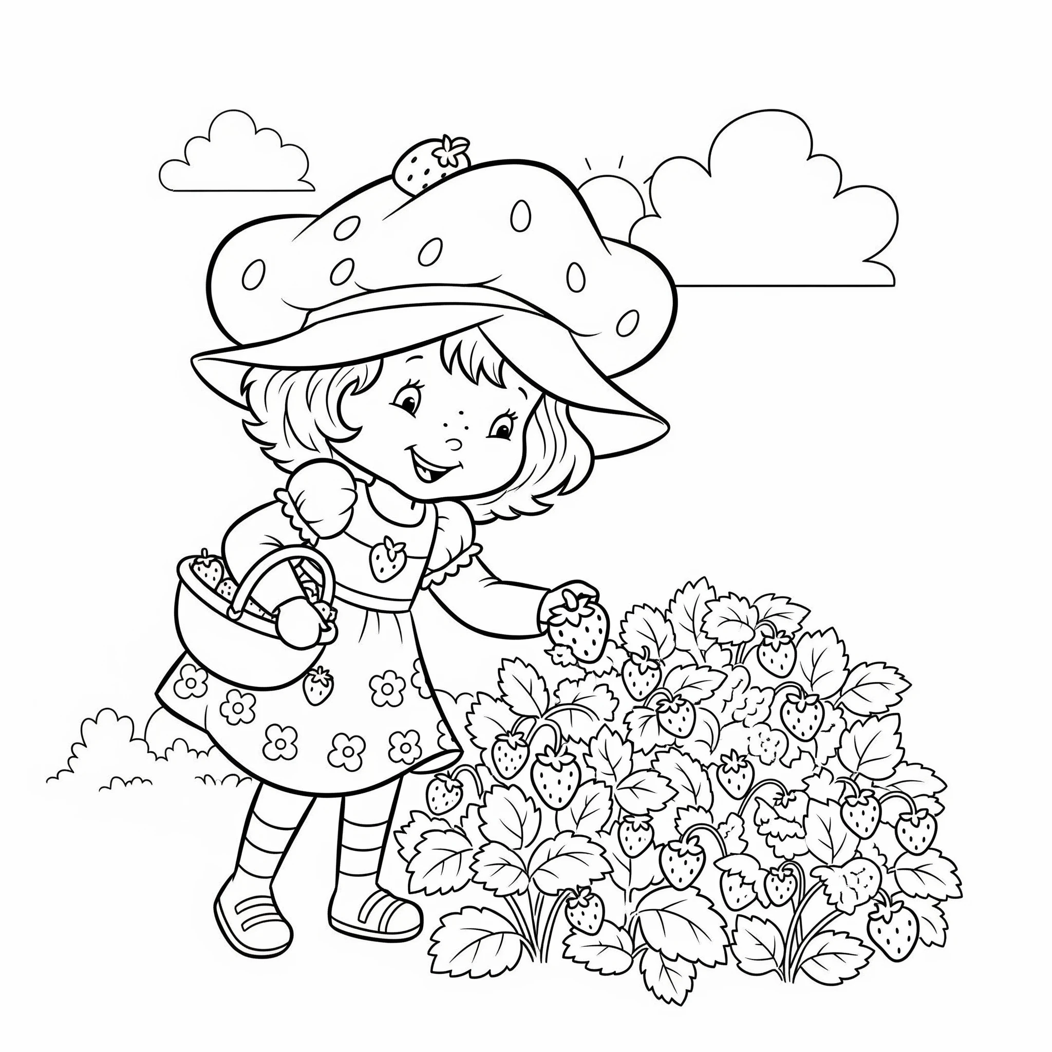 coloriage Strawberry Shortcake à imprimer pour enfant de 4 ans