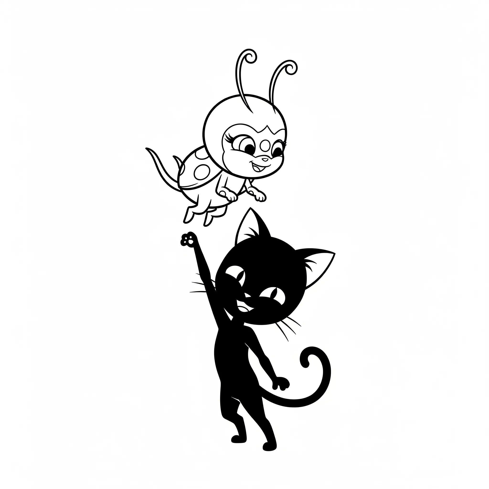 coloriage Tikki et Plagg jouent pour enfant de 10 ans
