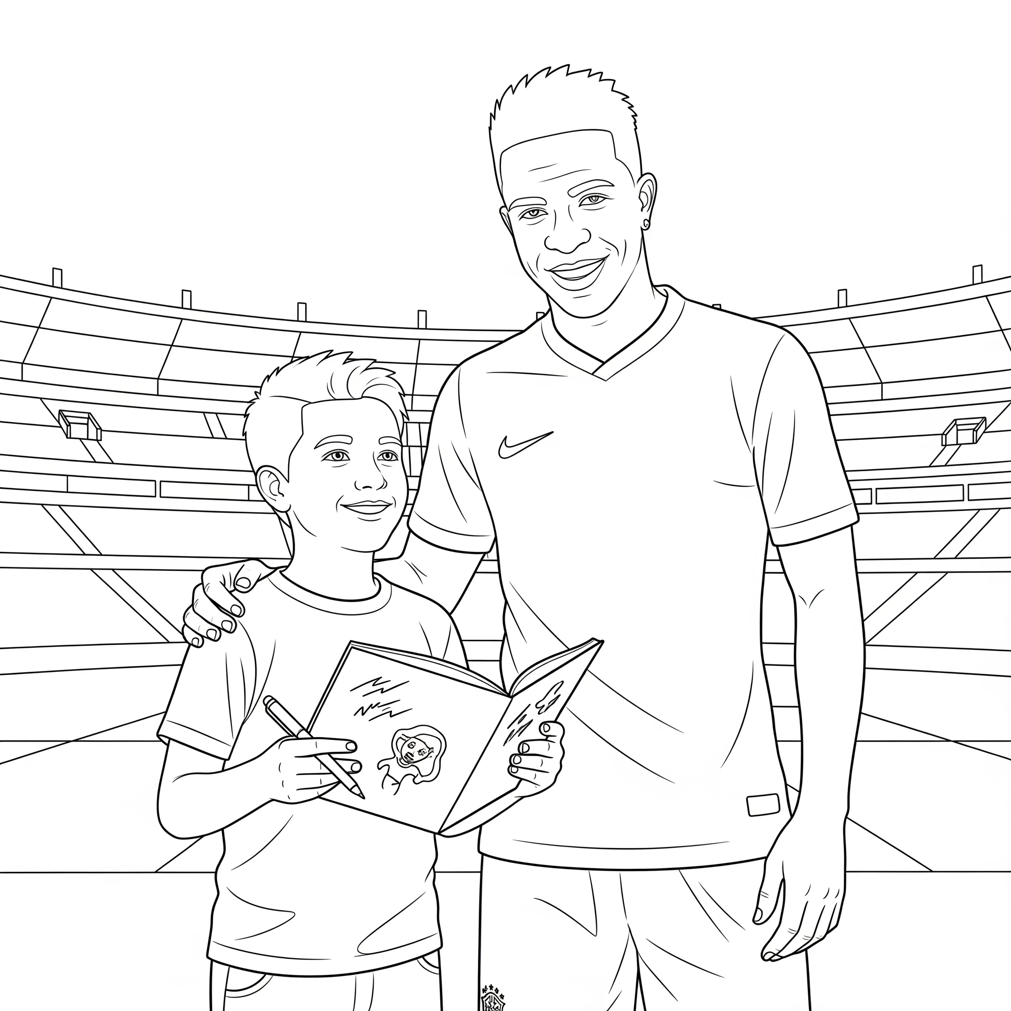 coloriage Vinícius Júnior à imprimer pour enfant de 9 ans