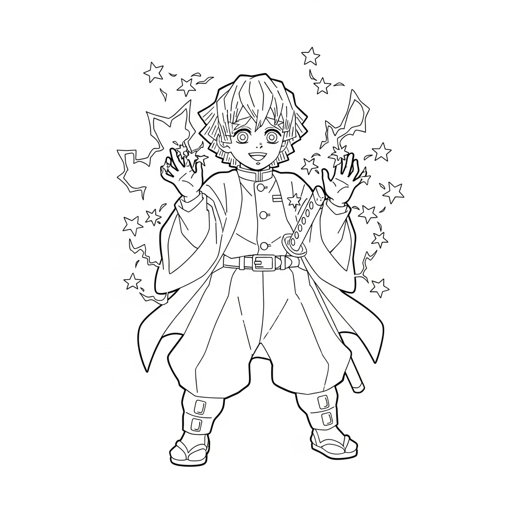coloriage Zenitsu Agatsuma pour enfants a imprimer gratuit