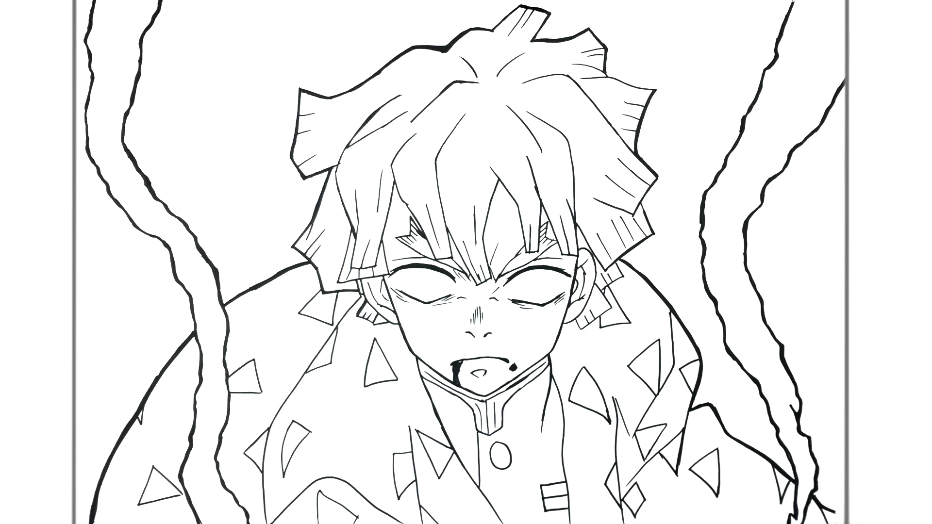 coloriage Zenitsu Agatsuma educatif pour enfant