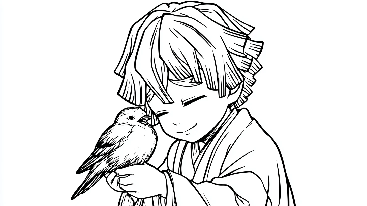 coloriage Zenitsu Agatsuma pour enfant de 3 ans