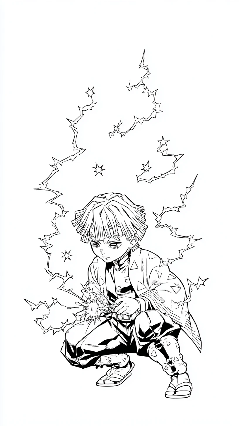 coloriage Zenitsu Agatsuma a dessiner en ligne 1
