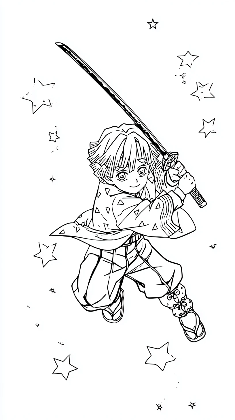 coloriage Zenitsu Agatsuma pour enfants a imprimer 1
