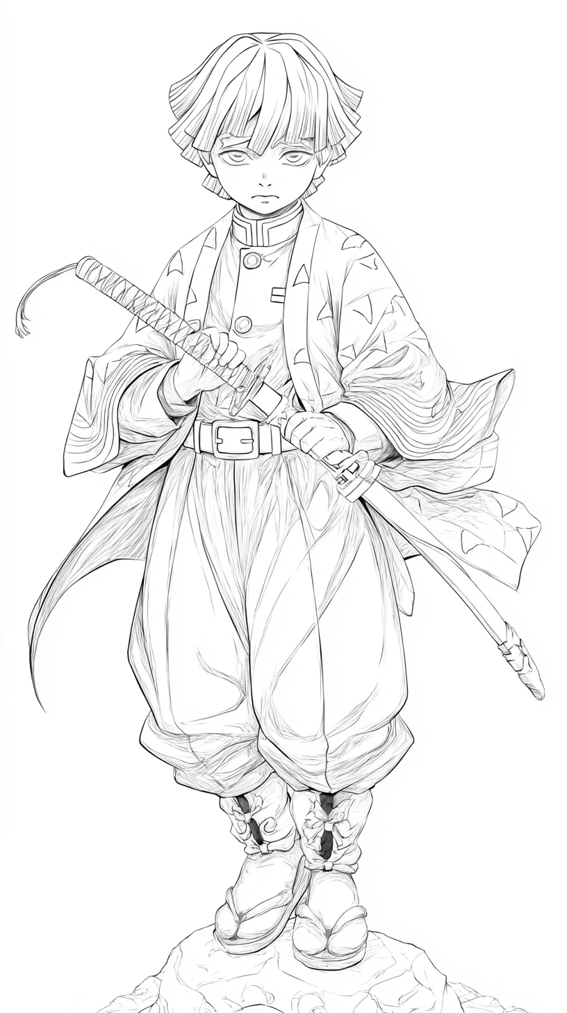 coloriage Zenitsu Agatsuma pour enfant de 2 ans 1