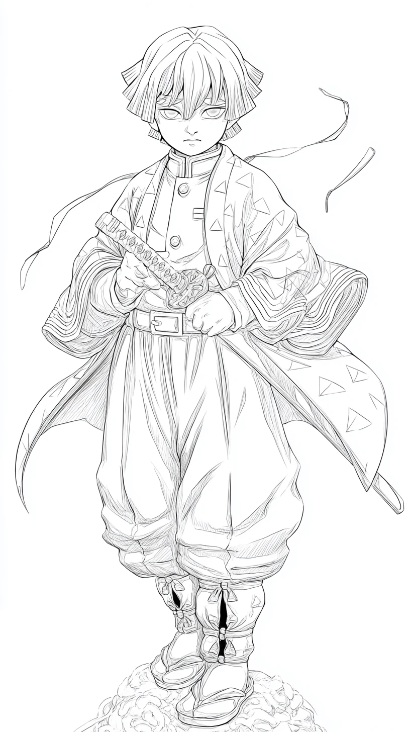 coloriage Zenitsu Agatsuma à imprimer pdf 1