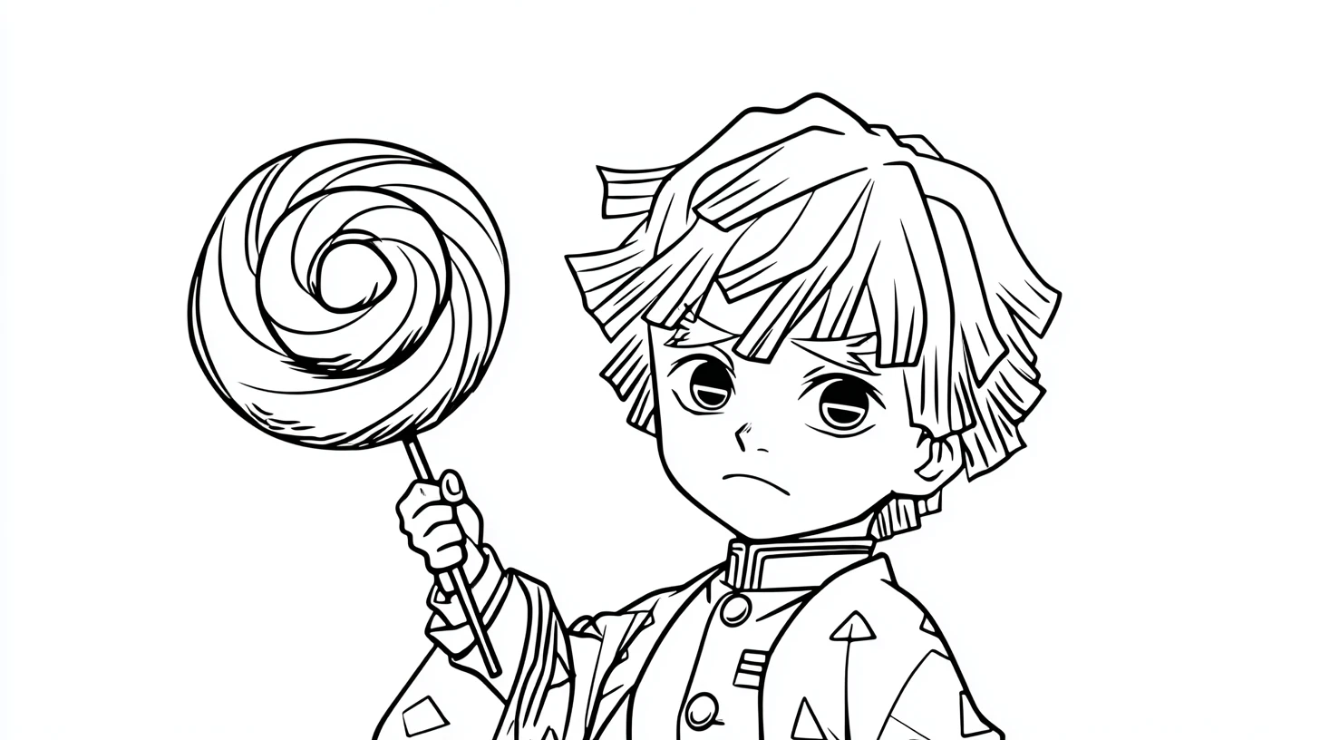 coloriage Zenitsu Agatsuma à imprimer pour enfant de 6 ans