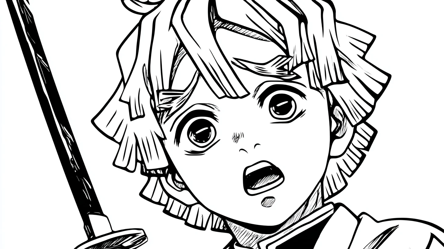 coloriage Zenitsu Agatsuma pour enfant gratuit 1