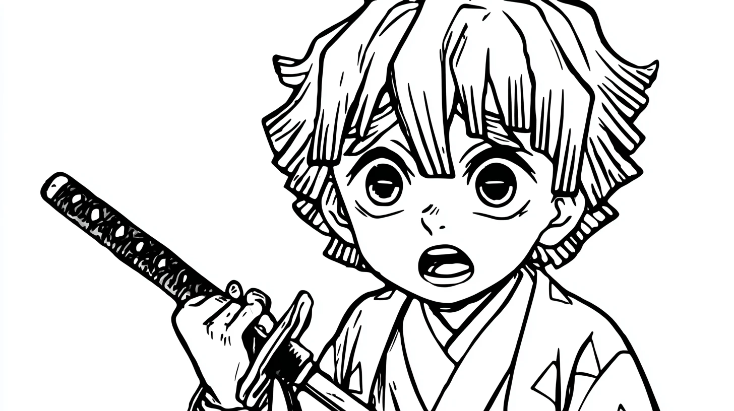 coloriage Zenitsu Agatsuma pour enfant de 5 ans