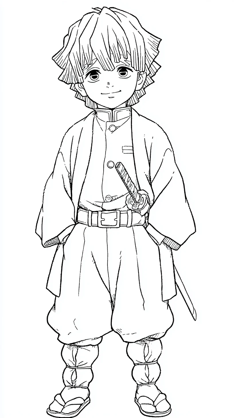coloriage Zenitsu Agatsuma pour enfants a imprimer gratuit 1