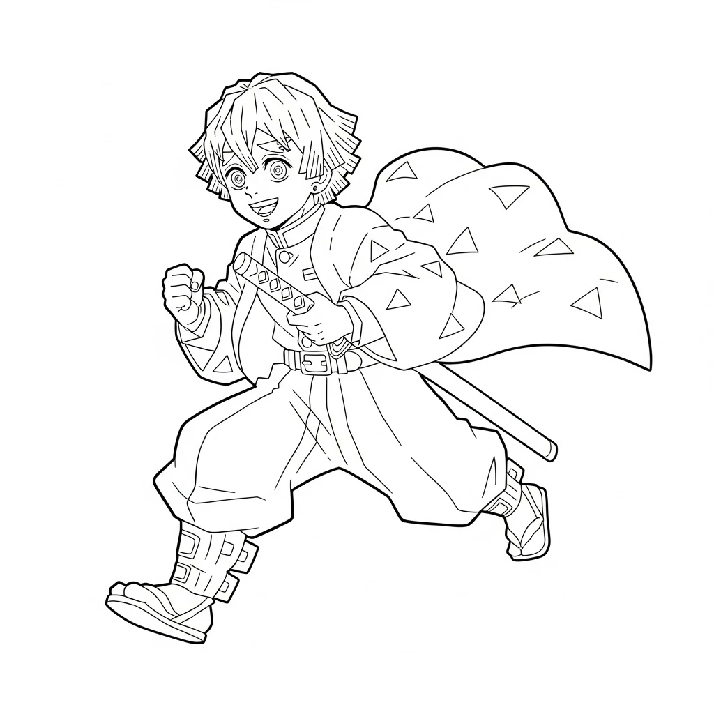 coloriage Zenitsu Agatsuma et apprentissage