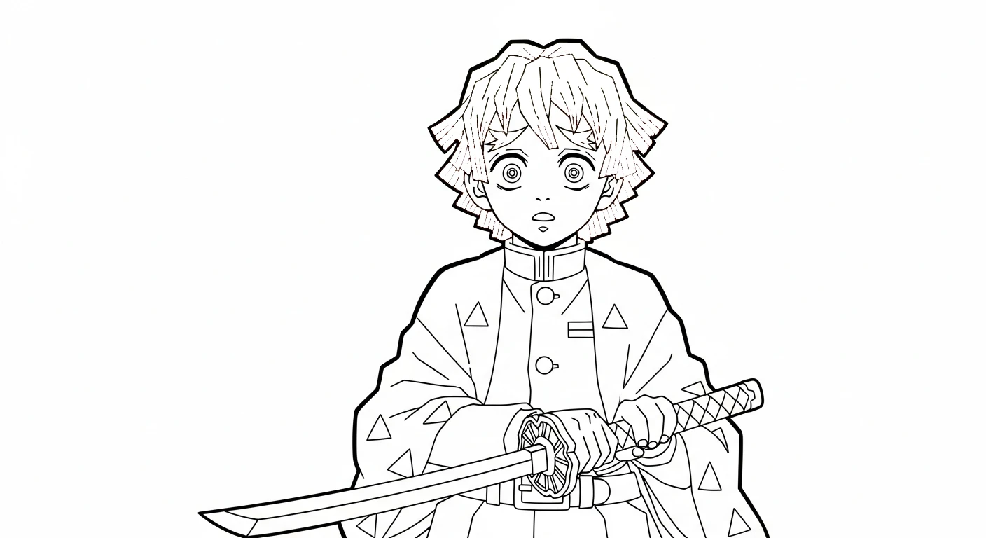 coloriage Zenitsu Agatsuma pour enfant de 2 ans