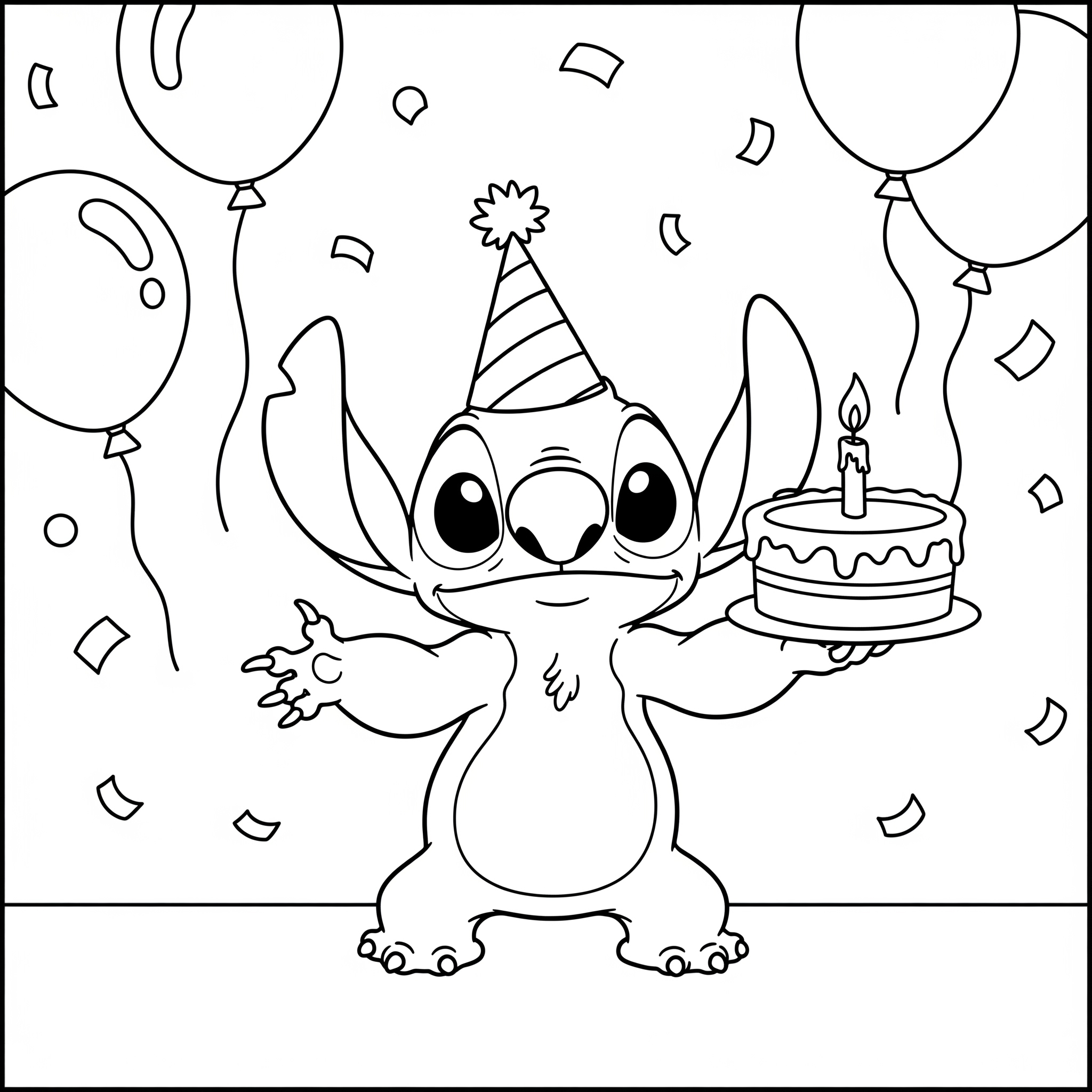 coloriage Stitch Anniversaire update pour enfant de à imprimer
