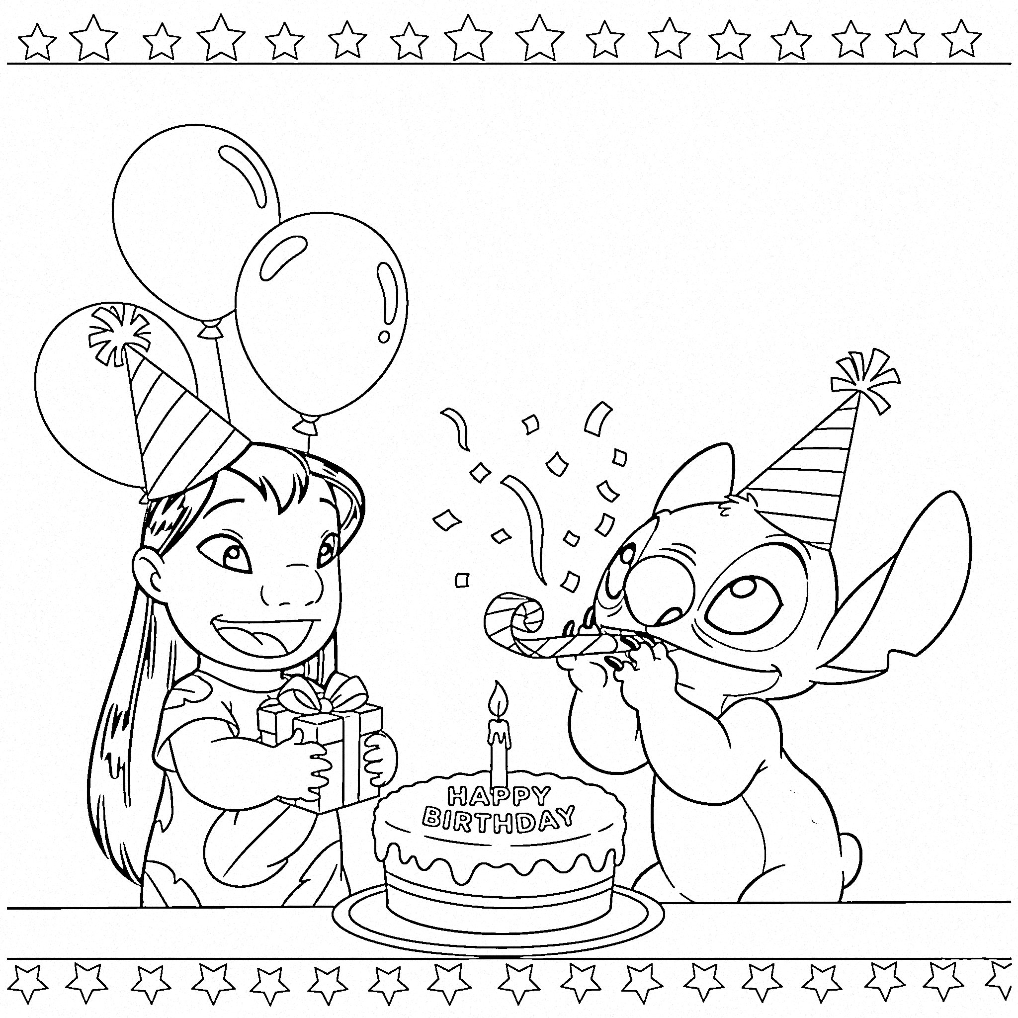coloriage Stitch Anniversaire update à imprimer gratuit
