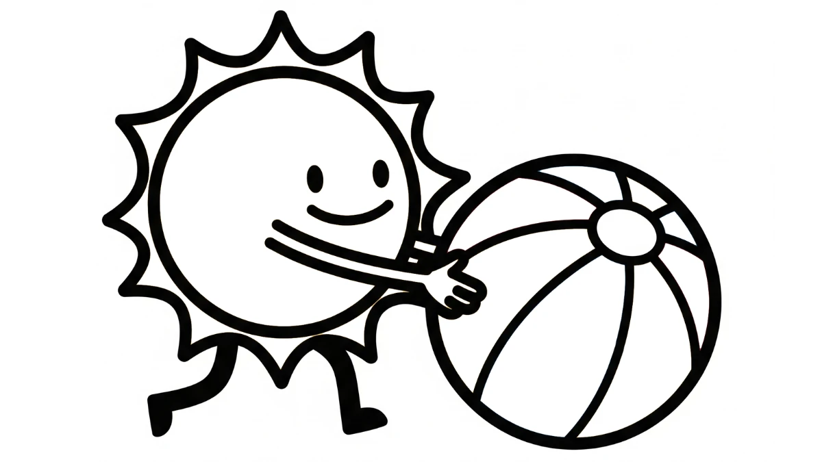 coloriage Ballon de plage à imprimer pour enfant de 6 ans