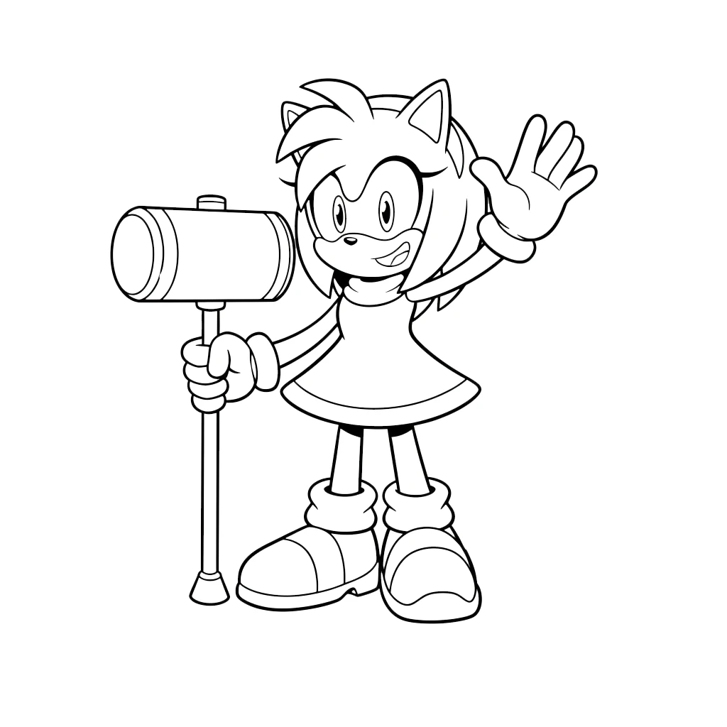 coloriage Amy Rose à imprimer pour enfant de 8 ans