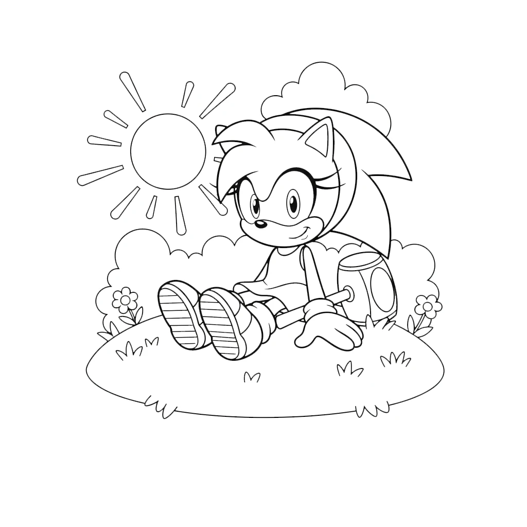 coloriage Amy Rose et decoupage a imprimer gratuit