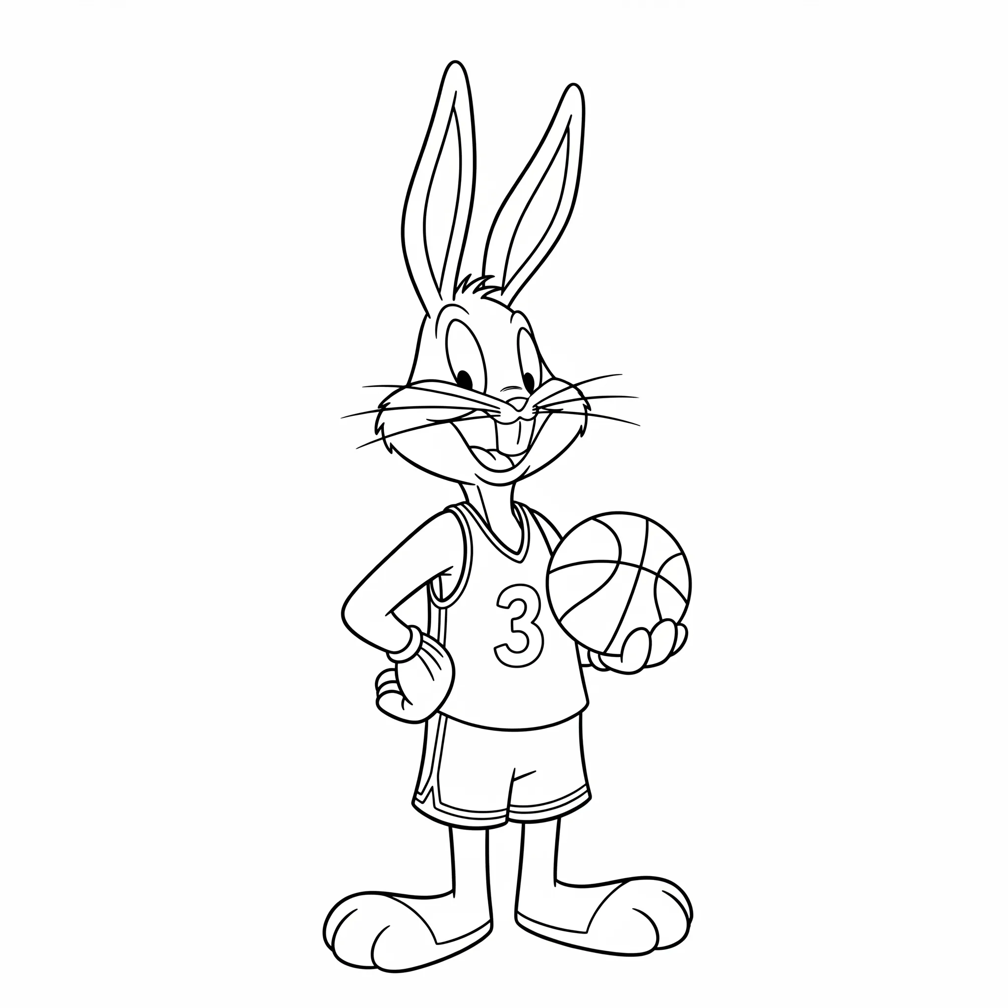 coloriage Bugs Bunny en maillot de basket pour enfant de 8 ans