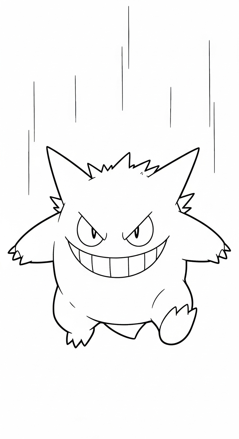 coloriage Gengar à imprimer pour enfant de 3 ans