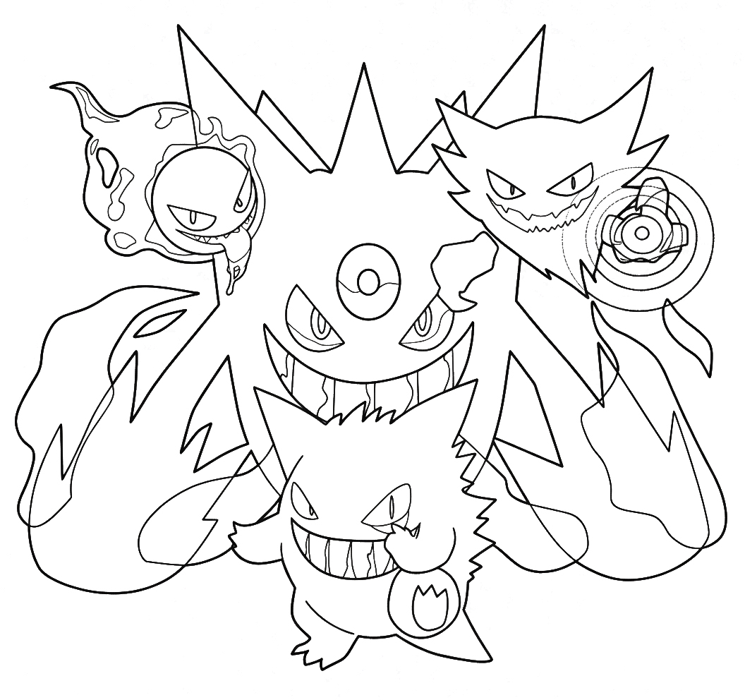 coloriage Gengar pour enfant de 5 ans
