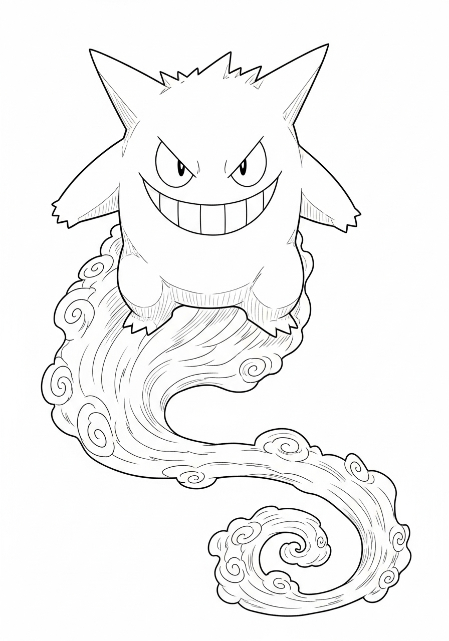 coloriage Gengar pour enfant de 6 ans