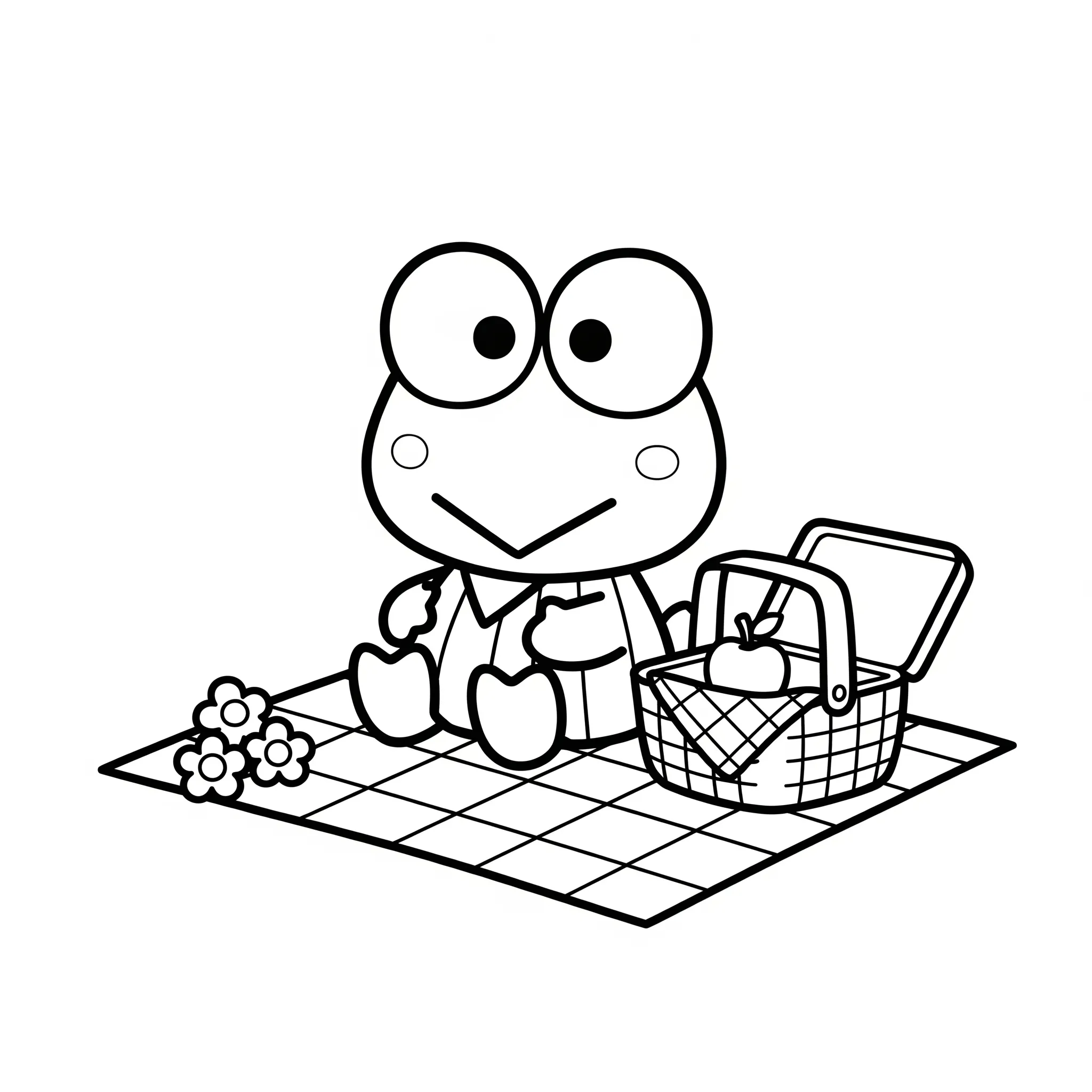 coloriage Keroppi en pique nique a colorier en ligne gratuitement