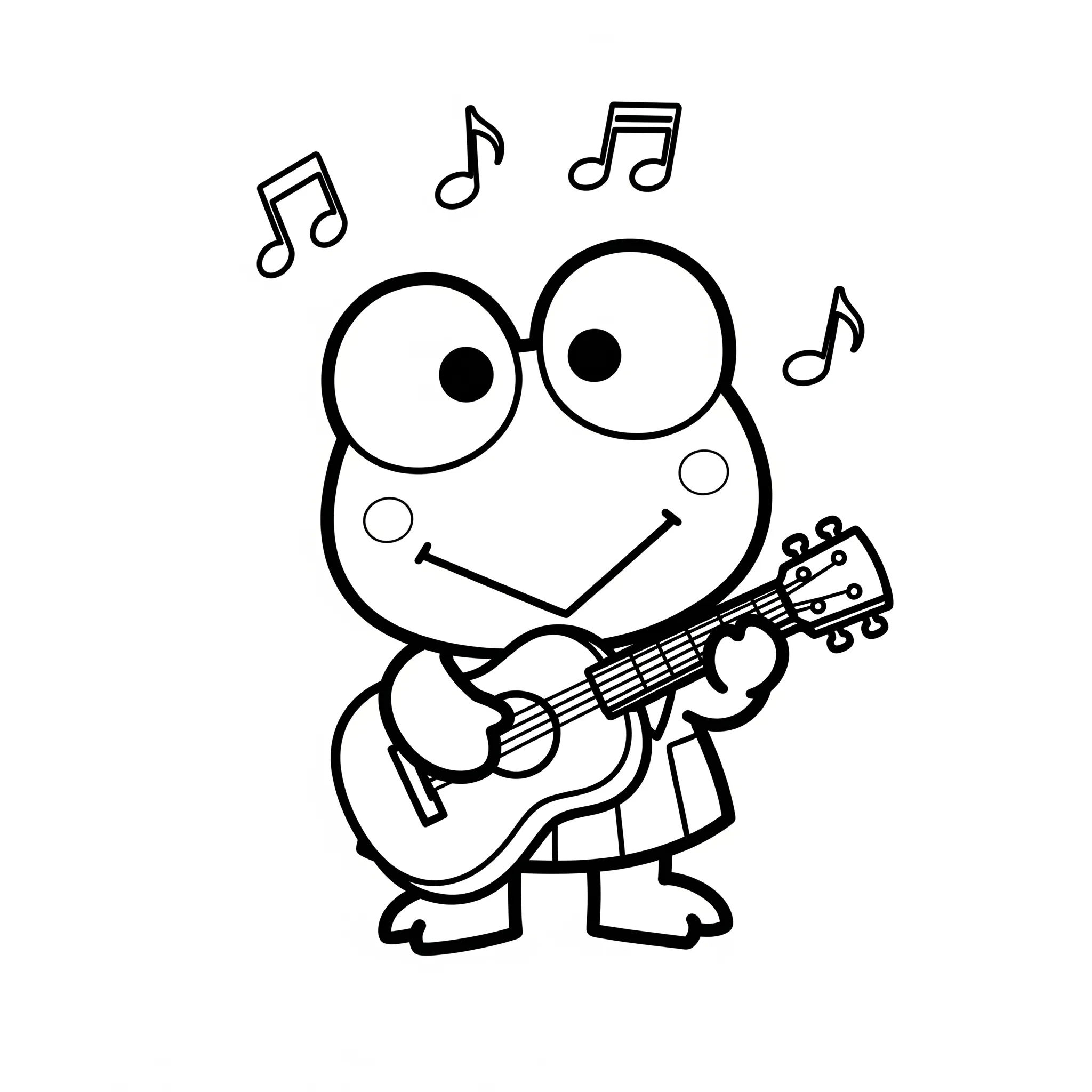 coloriage Keroppi en train de faire de la musique à imprimer kawaii