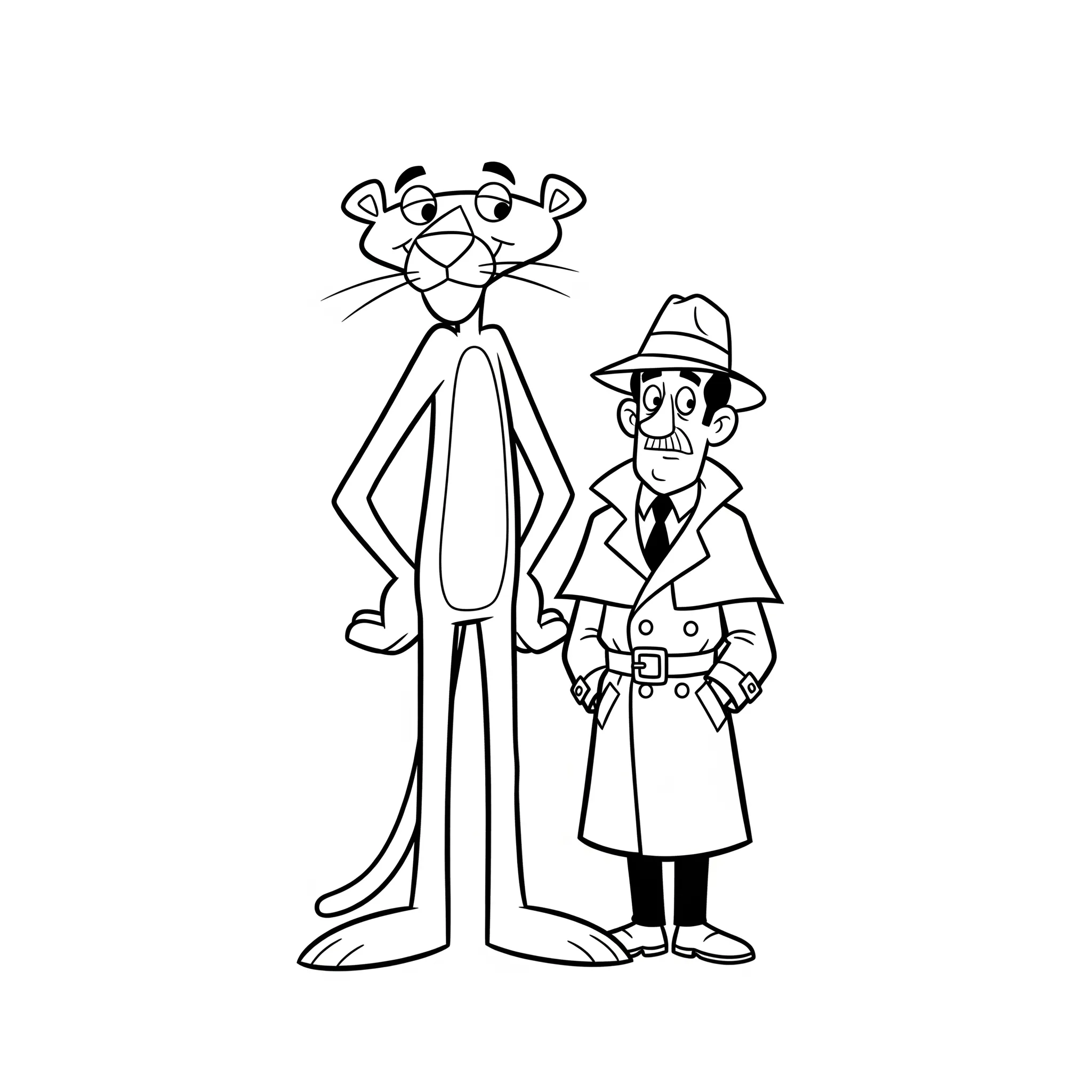 coloriage La Panthère Rose et son ami pour enfant de à imprimer