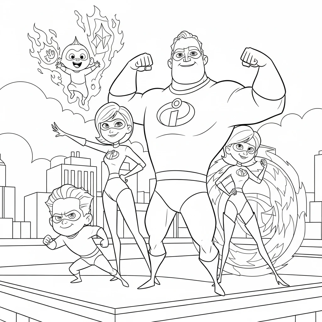 coloriage Les Indestructibles pour enfant de 2 ans 1