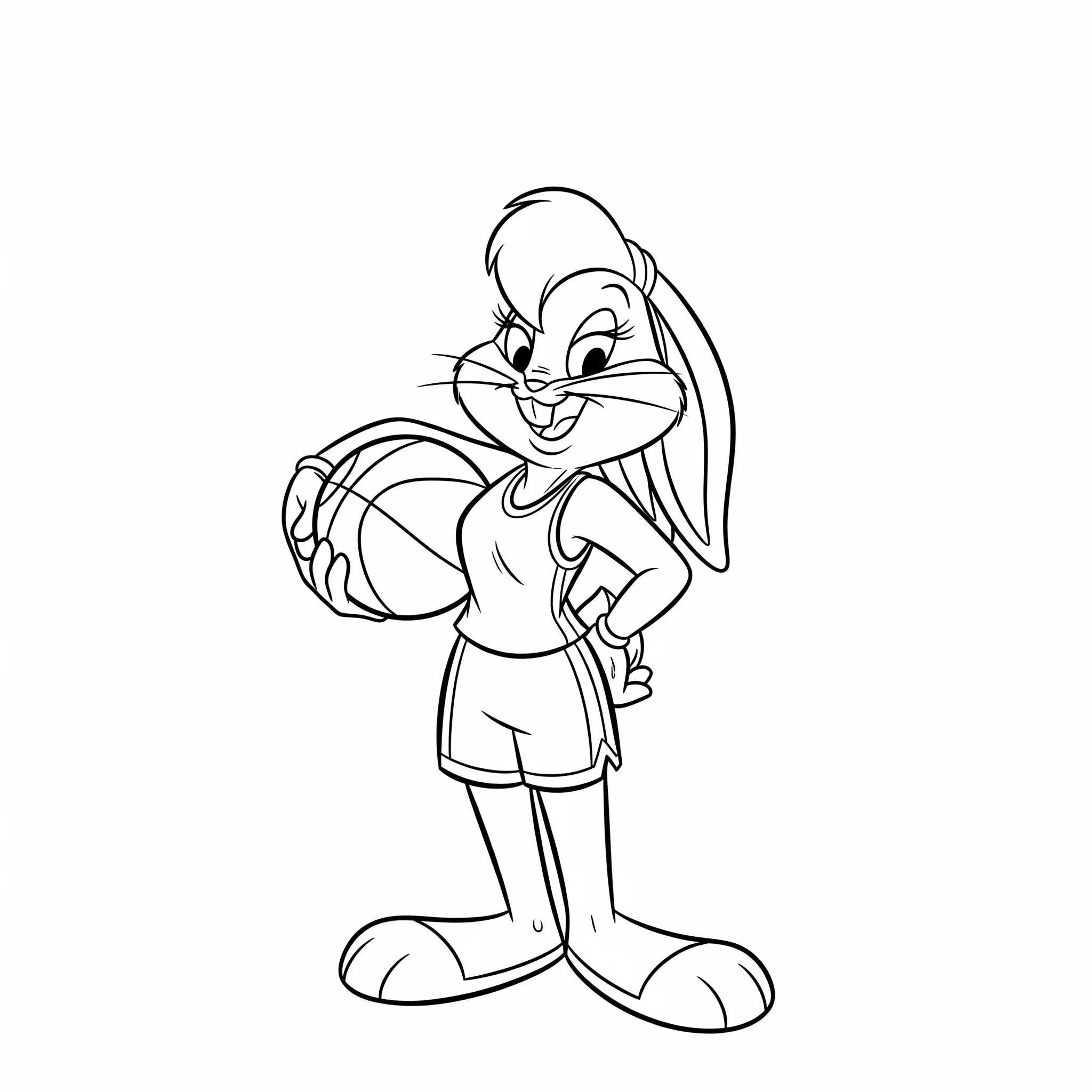 coloriage Lola Bunny avec un ballon de basket à imprimer pour enfant de 8 ans
