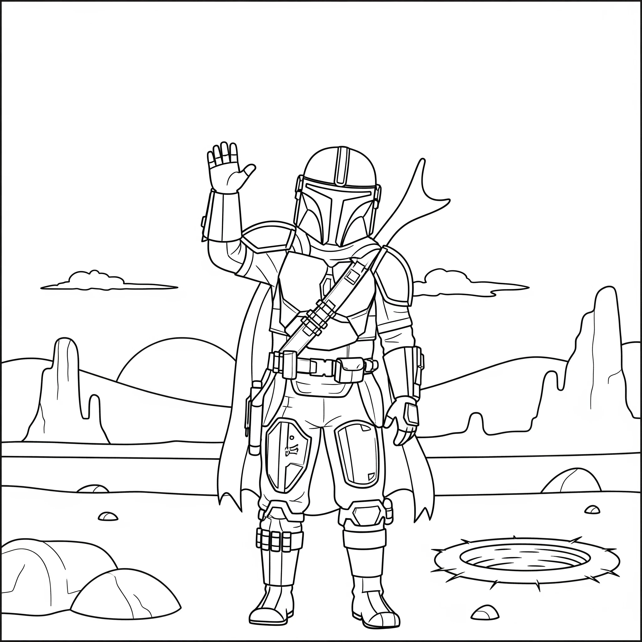coloriage Mandalorian pour enfants à télécharger
