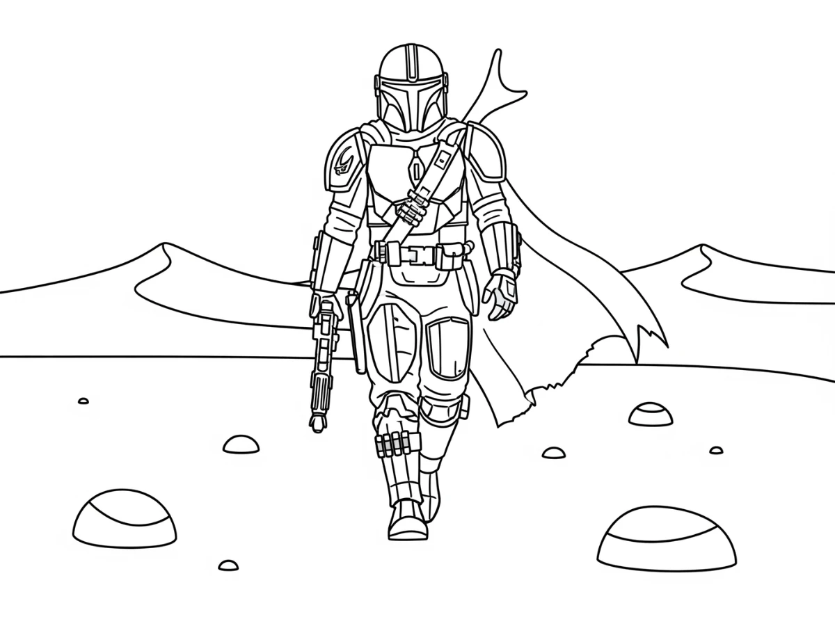 coloriage Mandalorian pour enfant de 6 ans