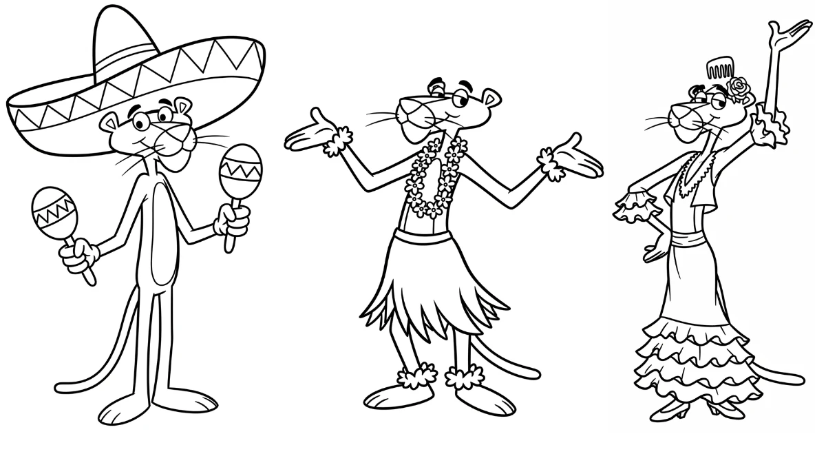 image de coloriage Panthère Rose pour enfant