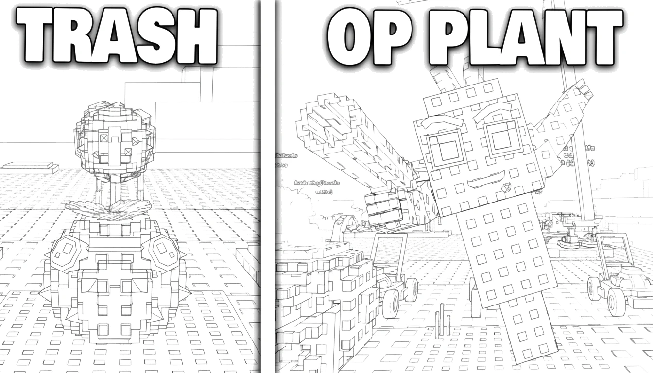 coloriage Plant vs Brainrot à imprimer pour enfant de 6 ans
