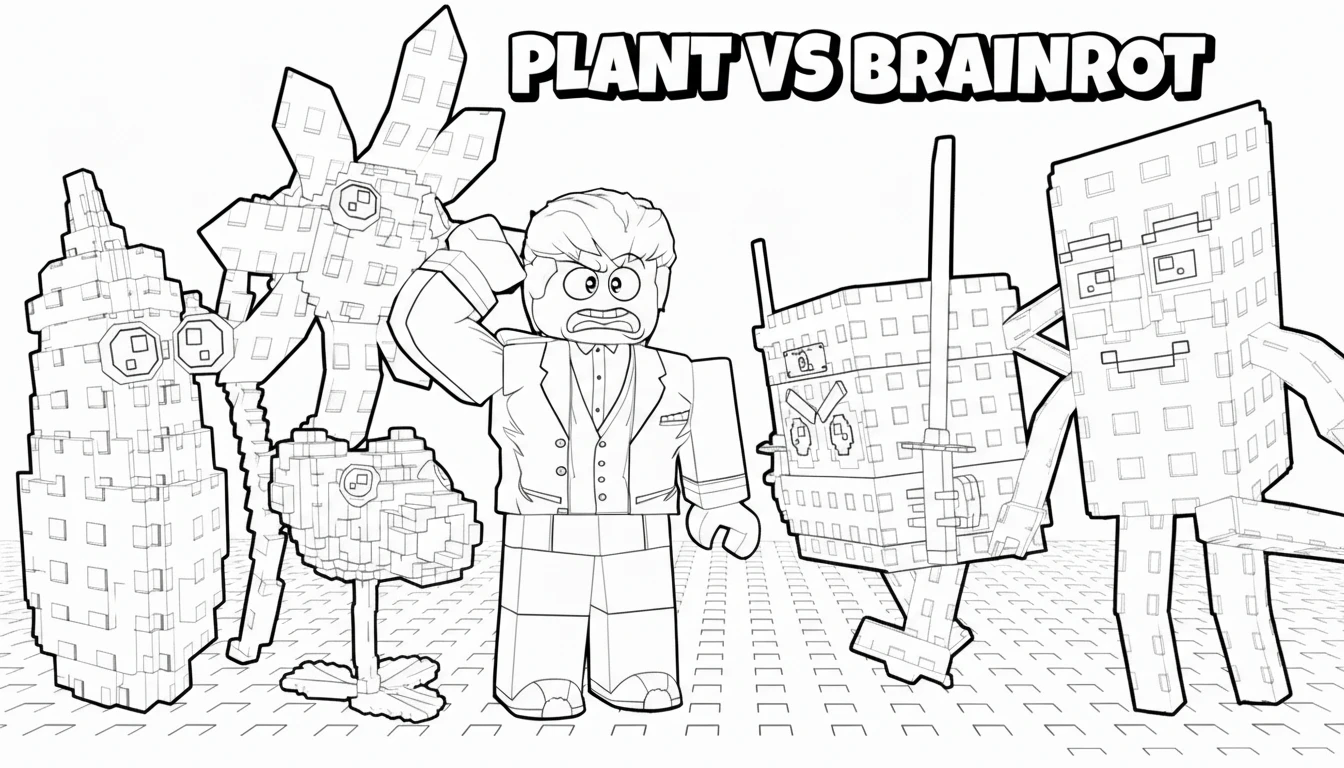 coloriage Plant vs Brainrot a dessiner en ligne