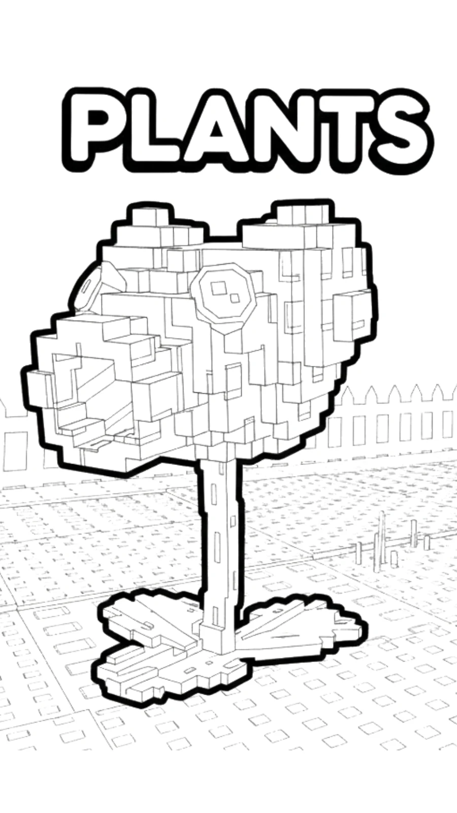 coloriage Plant vs Brainrot à imprimer pour enfant de 3 ans
