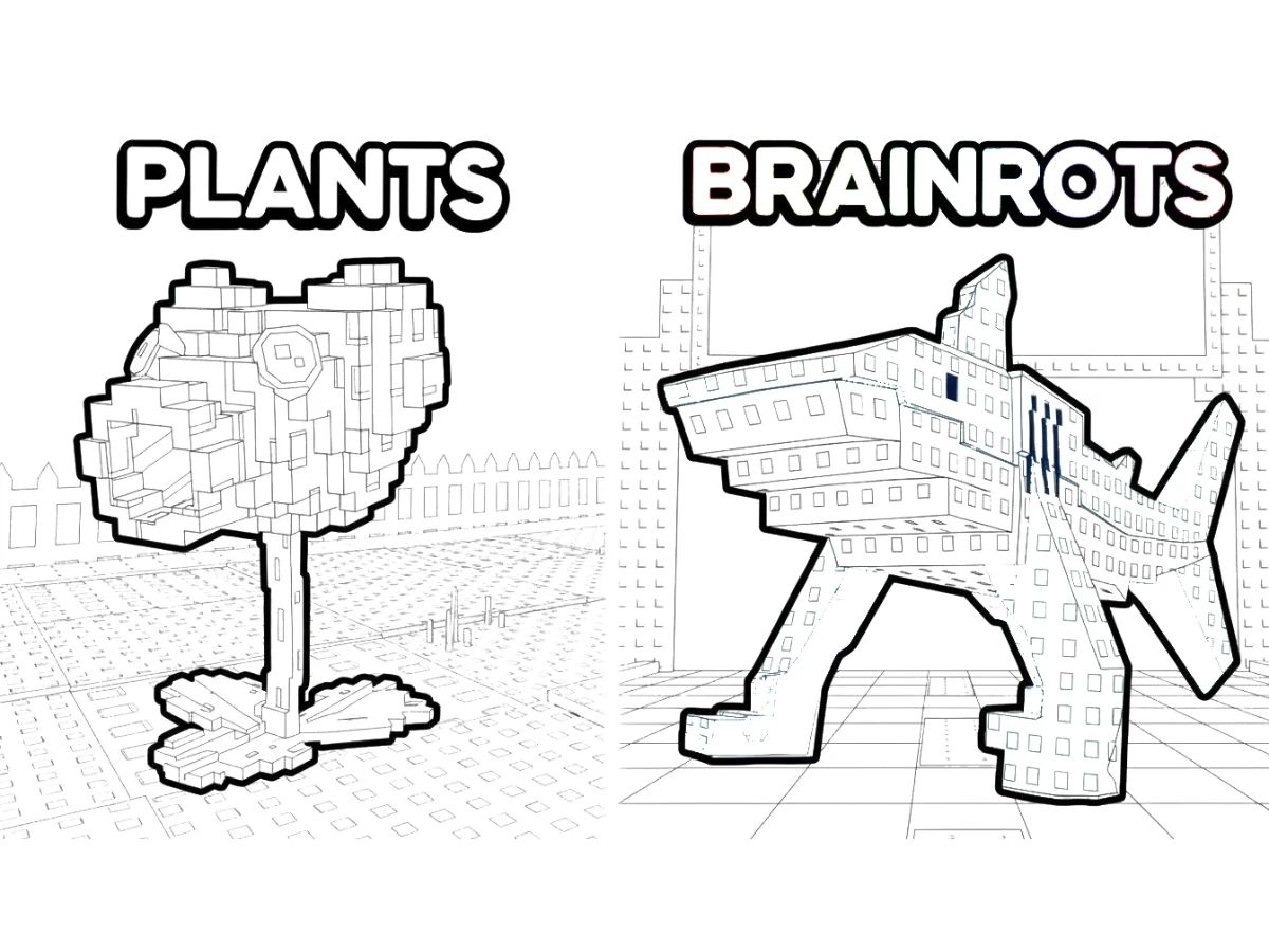 imprimer coloriage Plant vs Brainrot gratuit