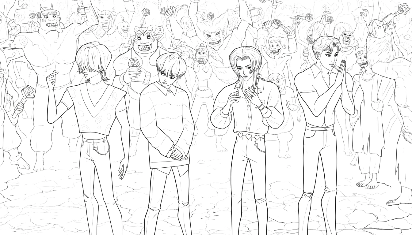coloriage Saja Boys à imprimer pour enfant de 3 ans