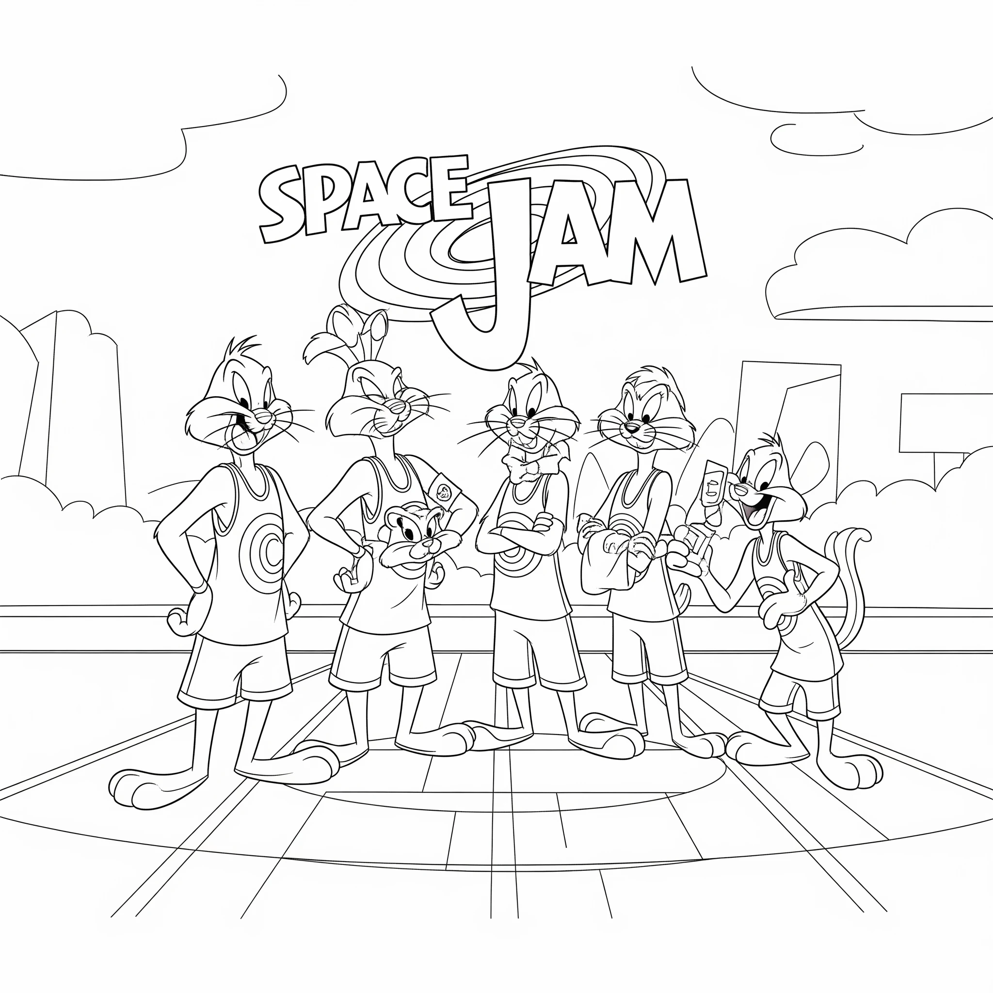 coloriage Space Jam et apprentissage 1
