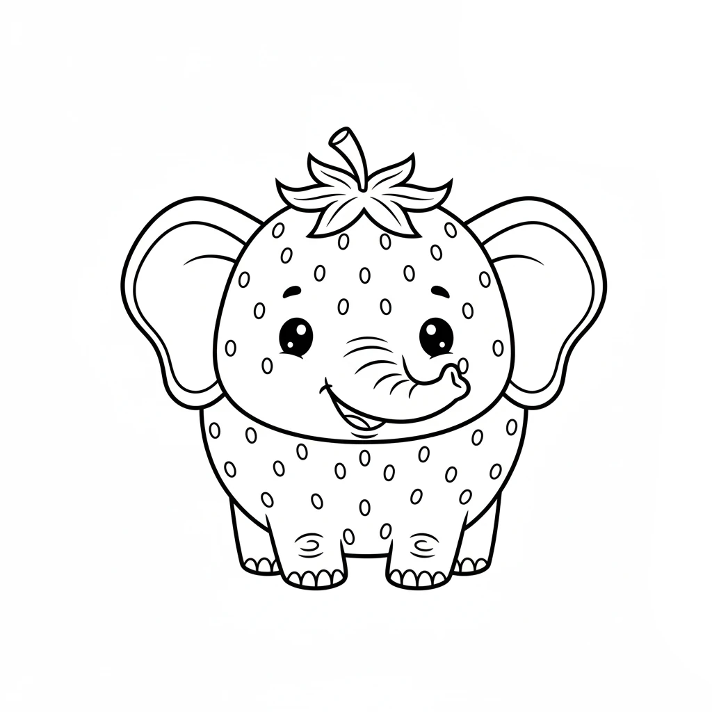 coloriage Strawberry Elephant a imprimer pour enfant de 4 ans