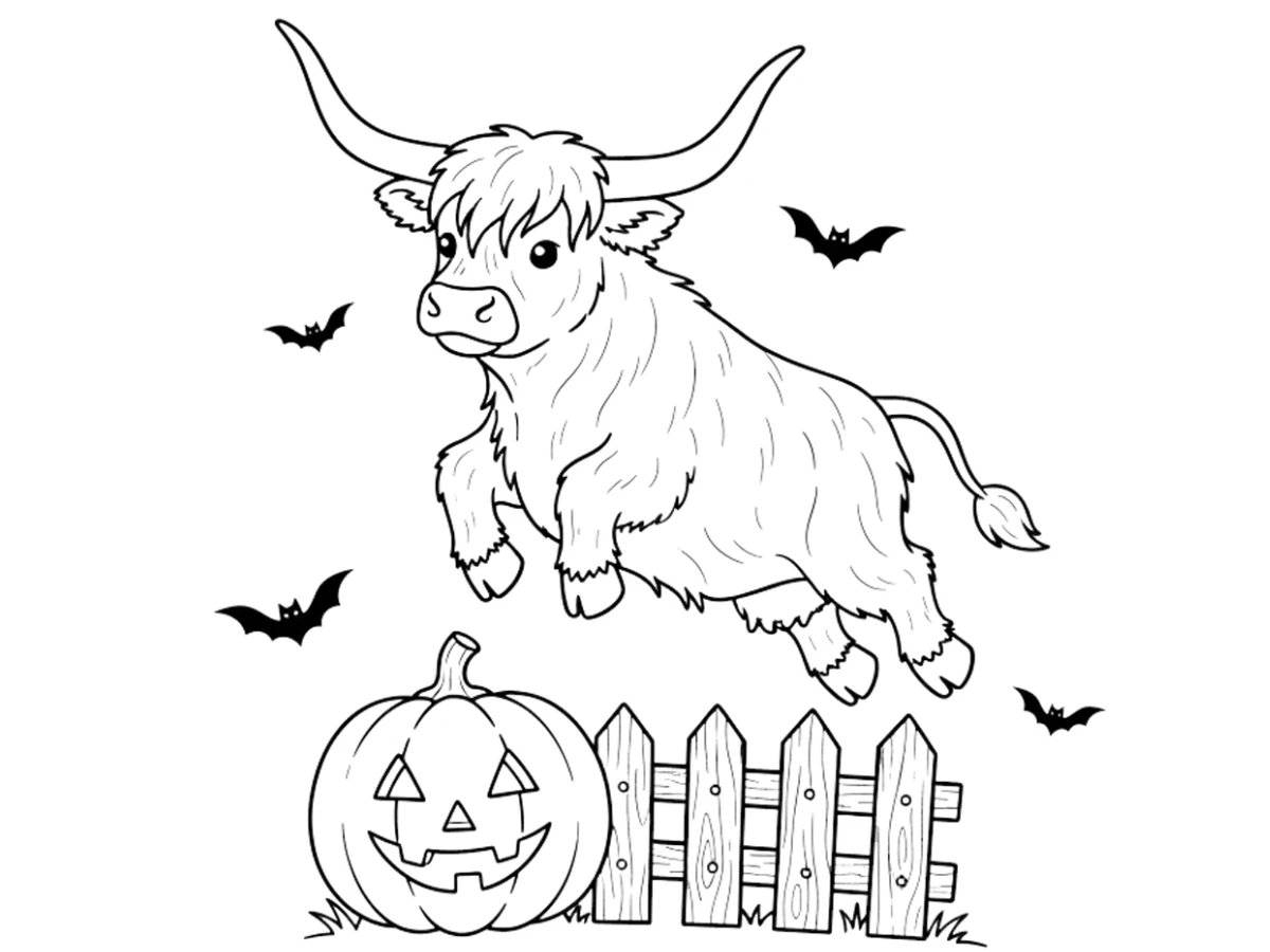 coloriage Vache des Highlands d’Halloween en ligne