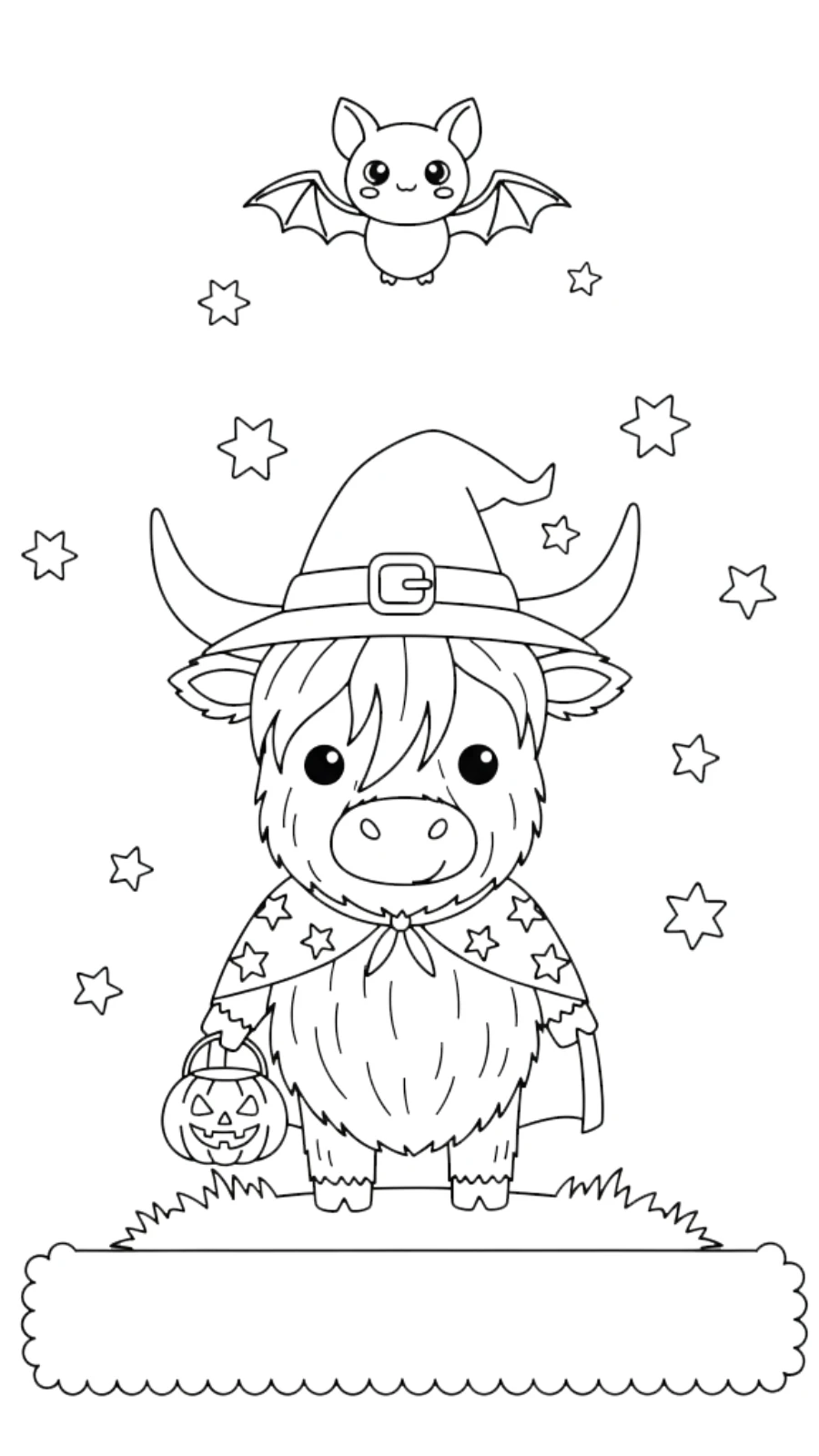 coloriage Vache des Highlands d’Halloween à imprimer gratuit