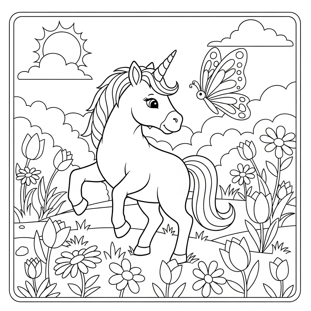 coloriage Licorne update pour enfants à imprimer