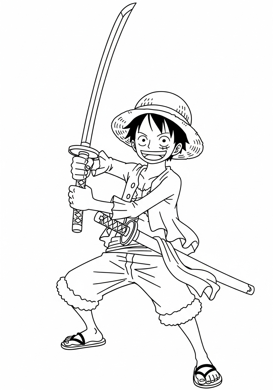coloriage Luffy update pour enfant de 2 ans