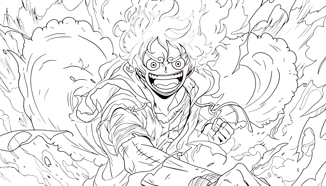 coloriage Luffy update et apprentissage