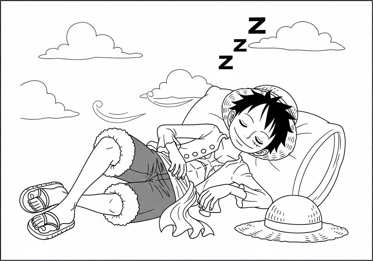 coloriage Luffy update pour enfant de 4 ans