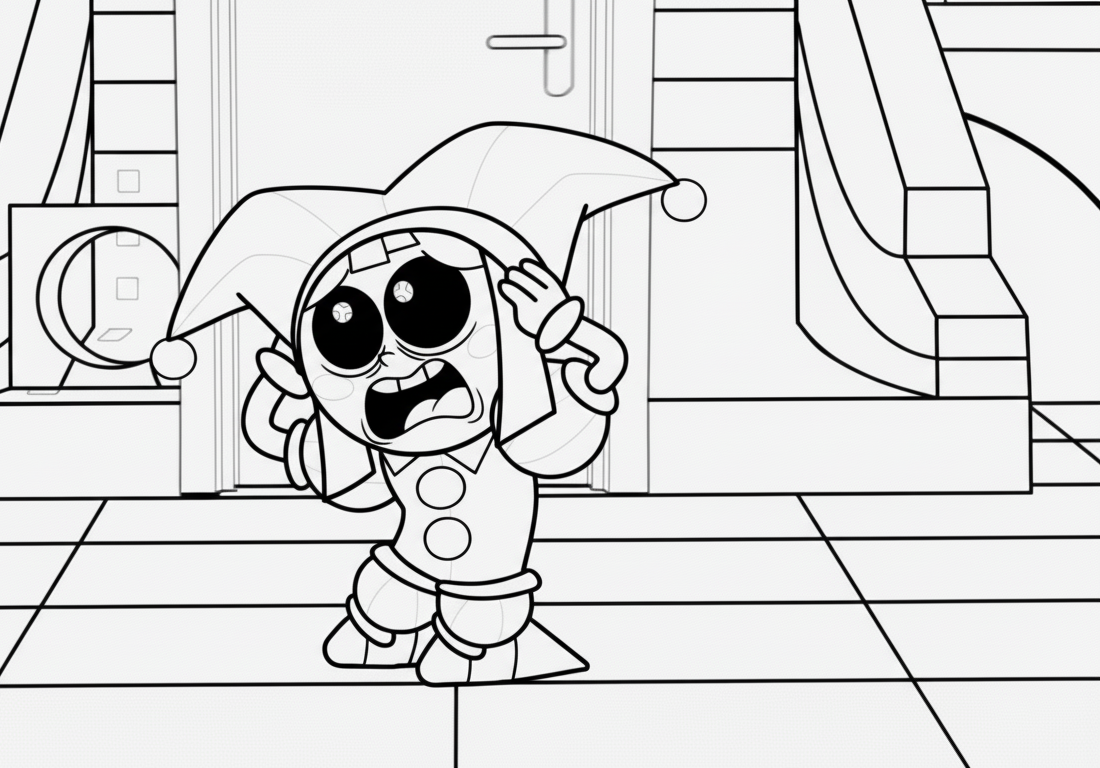 coloriage Pomni update a imprimer pour enfant de 4 ans