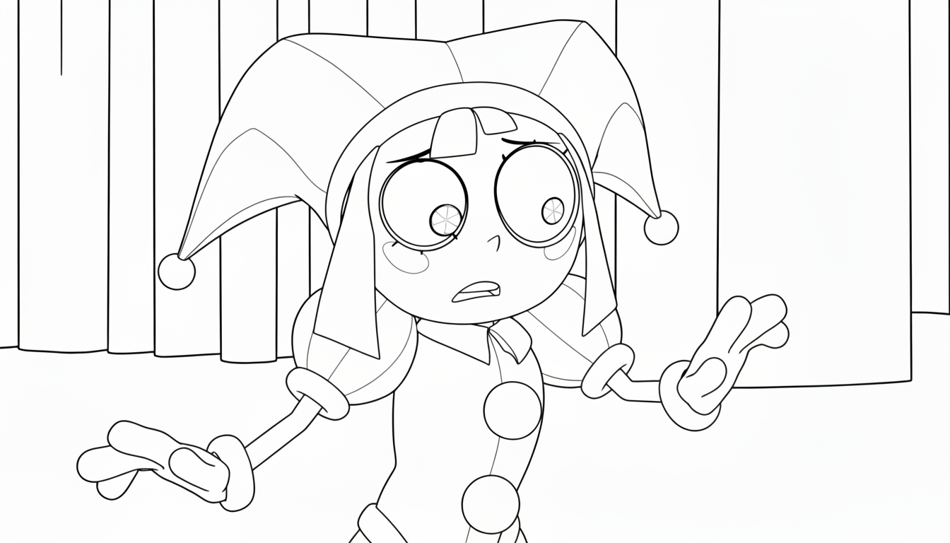 imprimer coloriage Pomni update gratuit