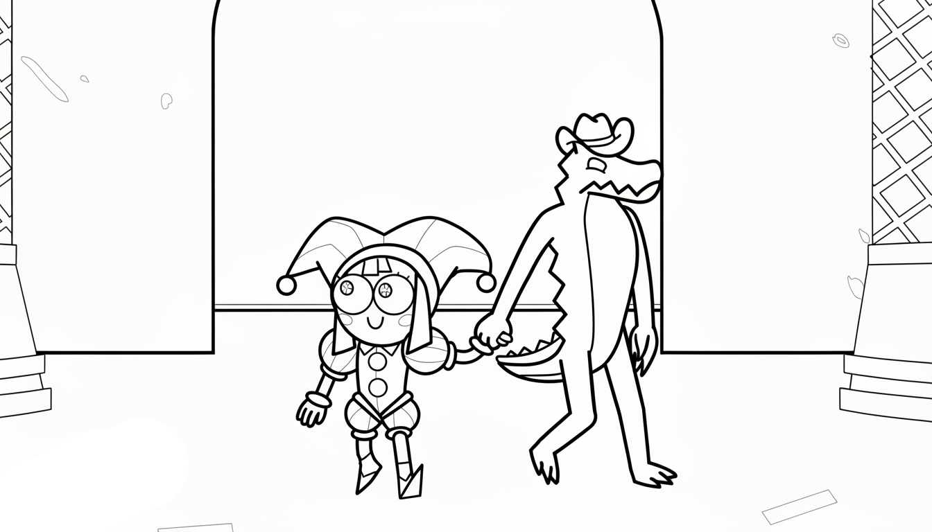 imprimer coloriage Pomni update gratuit